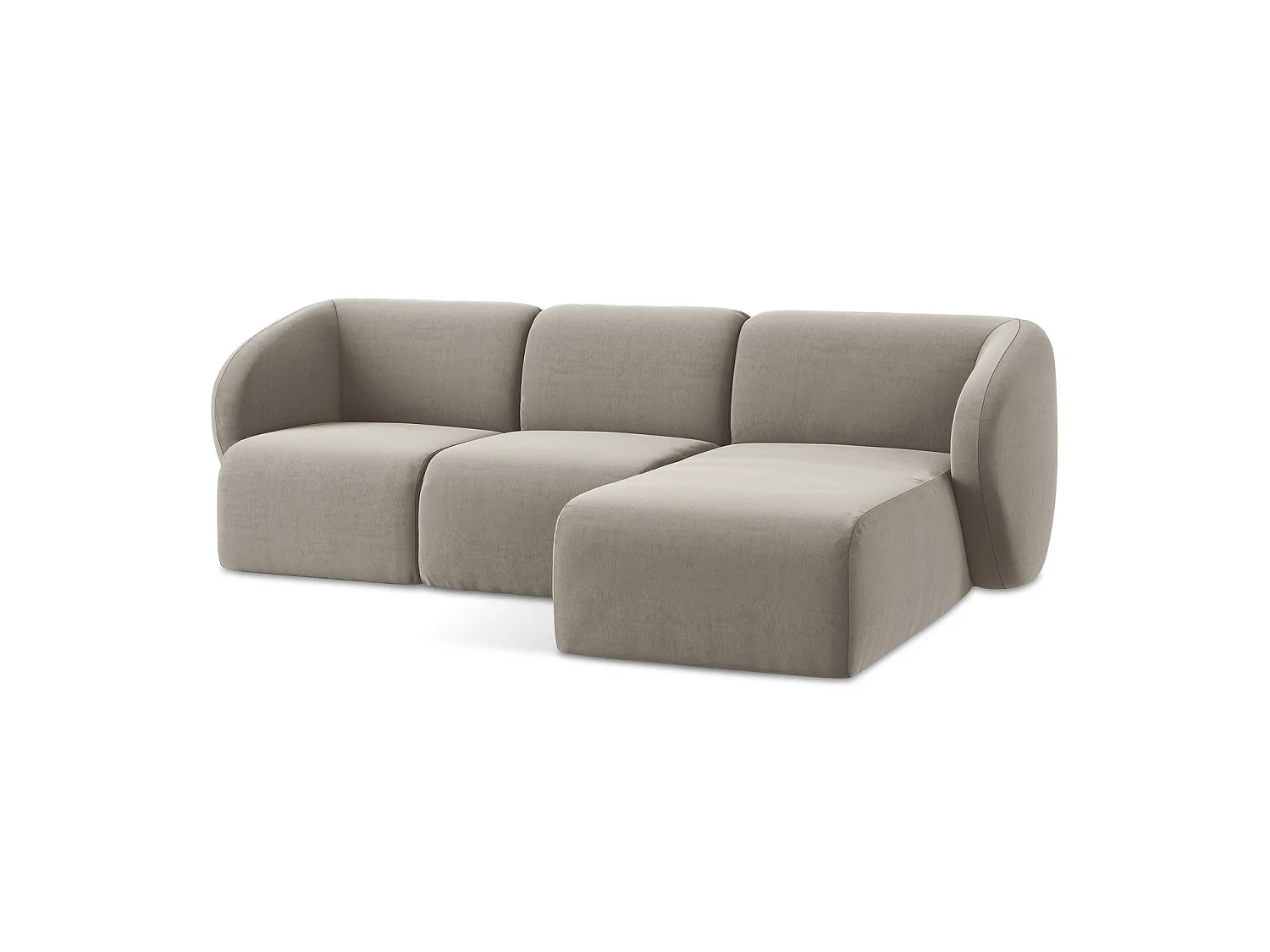 3-Sitzer Modulares Ecksofa - Ecke Rechts - Samt - Taupe - CERVO