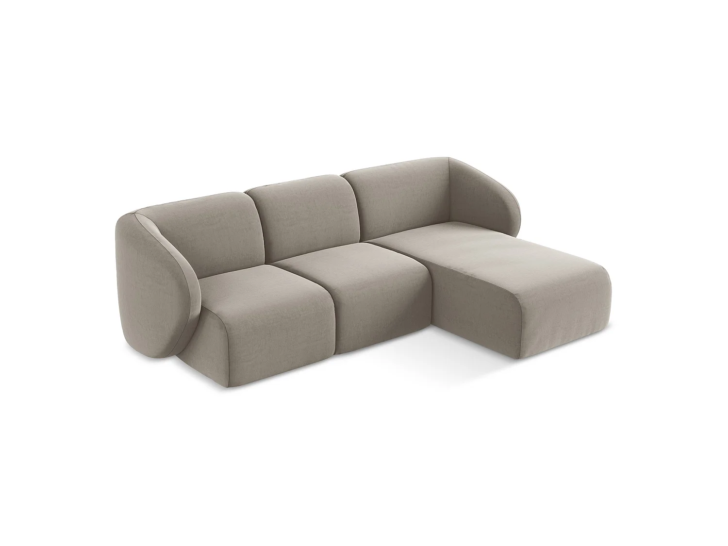 3-Sitzer Modulares Ecksofa - Ecke Rechts - Samt - Taupe - CERVO