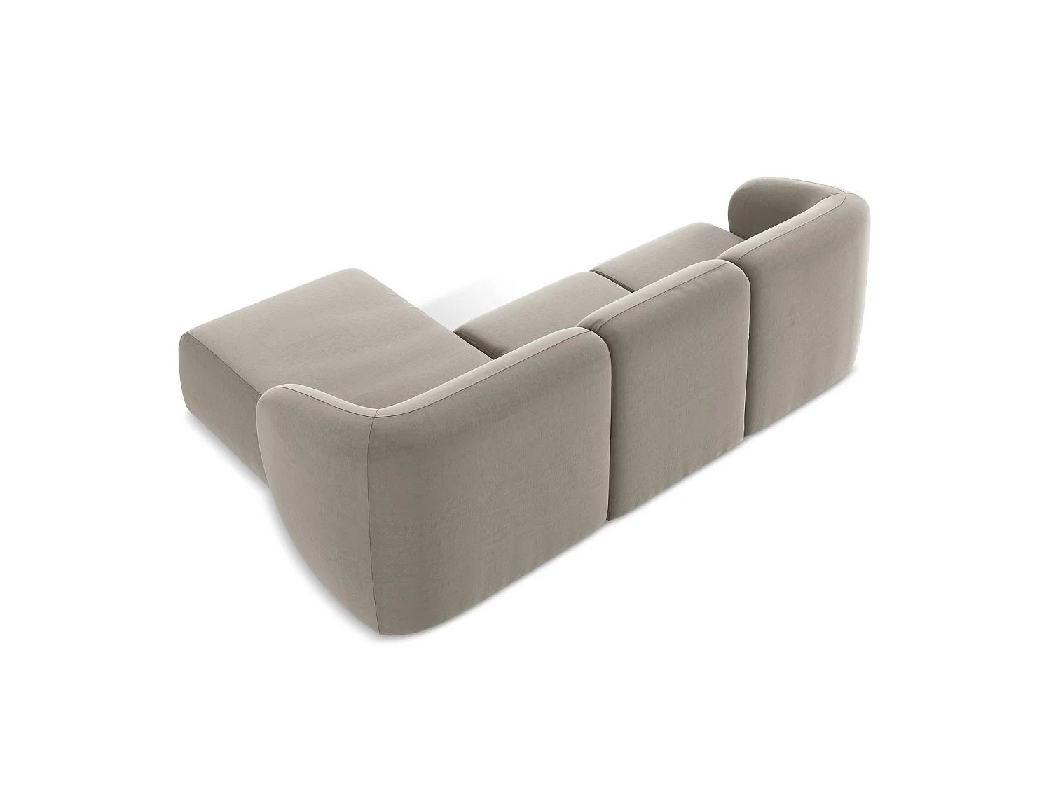3-Sitzer Modulares Ecksofa - Ecke Rechts - Samt - Taupe - CERVO