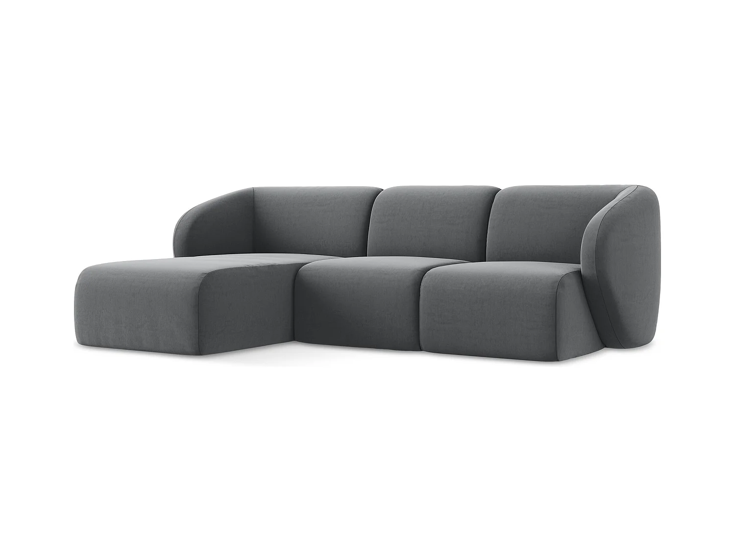3-Sitzer Modulares Ecksofa - Ecke Links - Samt - Stahl - LANI