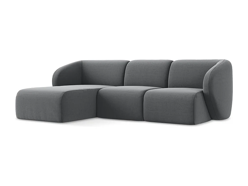3-Sitzer Modulares Ecksofa - Ecke Links - Samt - Stahl - LANI
