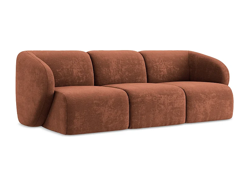 Driezits modulaire bank van terracotta chenille stof - LANI