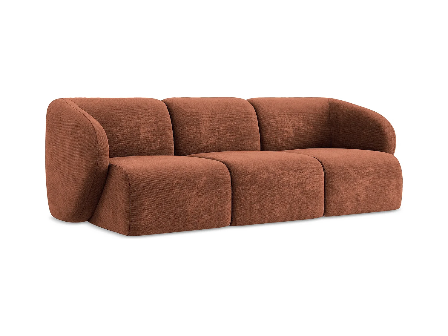 Driezits modulaire bank van terracotta chenille stof - LANI