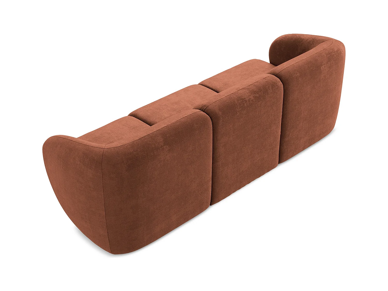 Driezits modulaire bank van terracotta chenille stof - LANI
