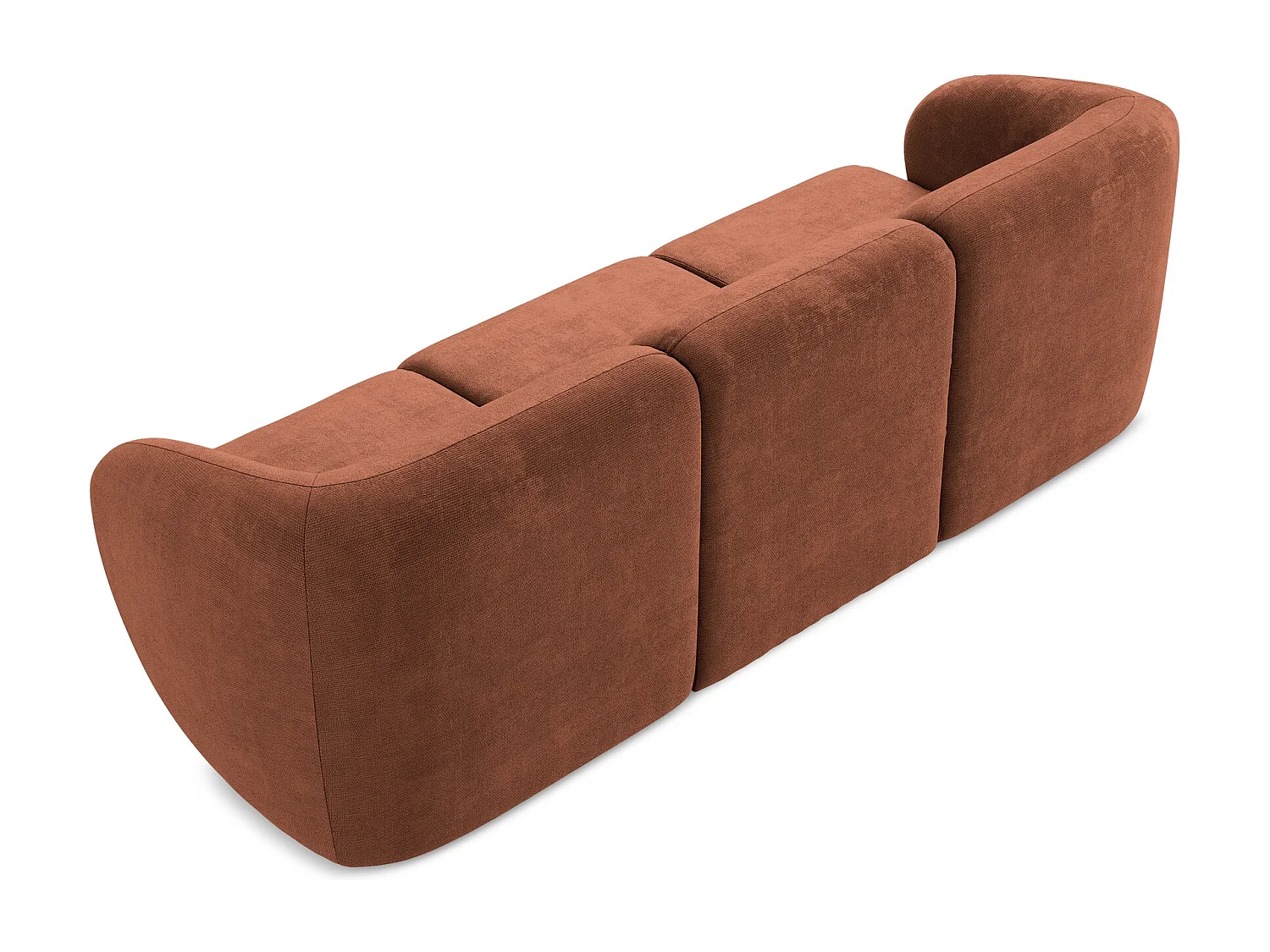 Canapé modulable 3 places en tissu chenille - terre cuite - LANI