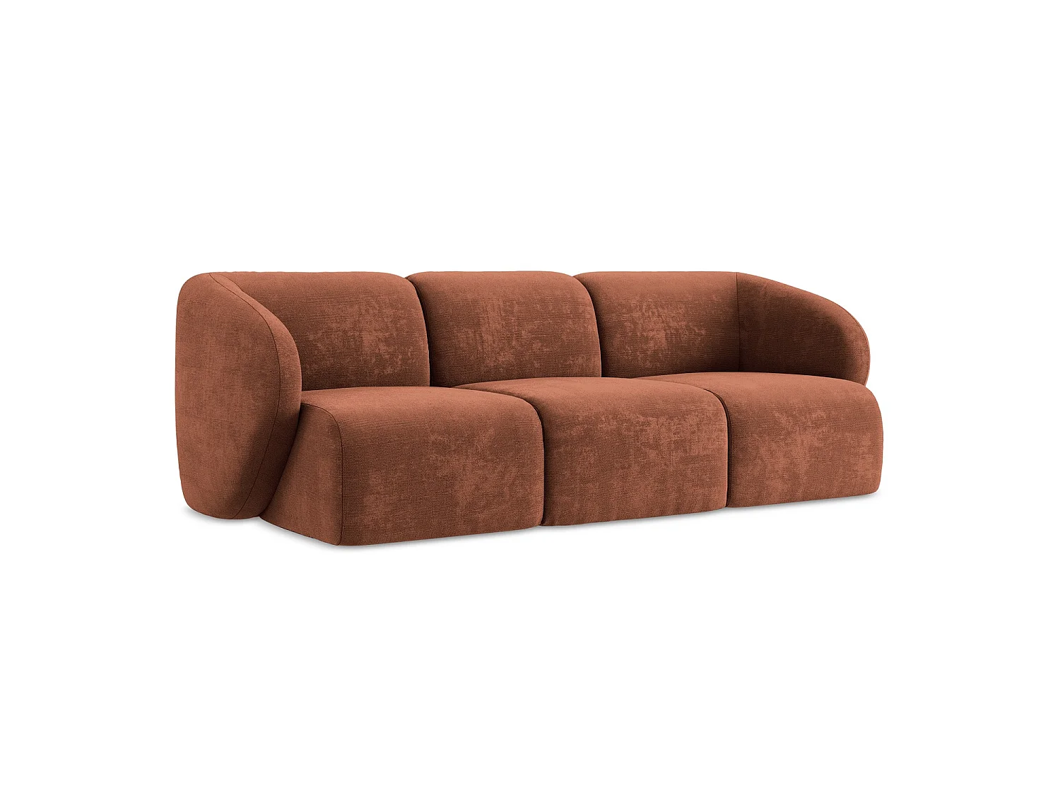 Modulares 3-Sitzer Sofa - - Chenille - Terrakotta - CERVO