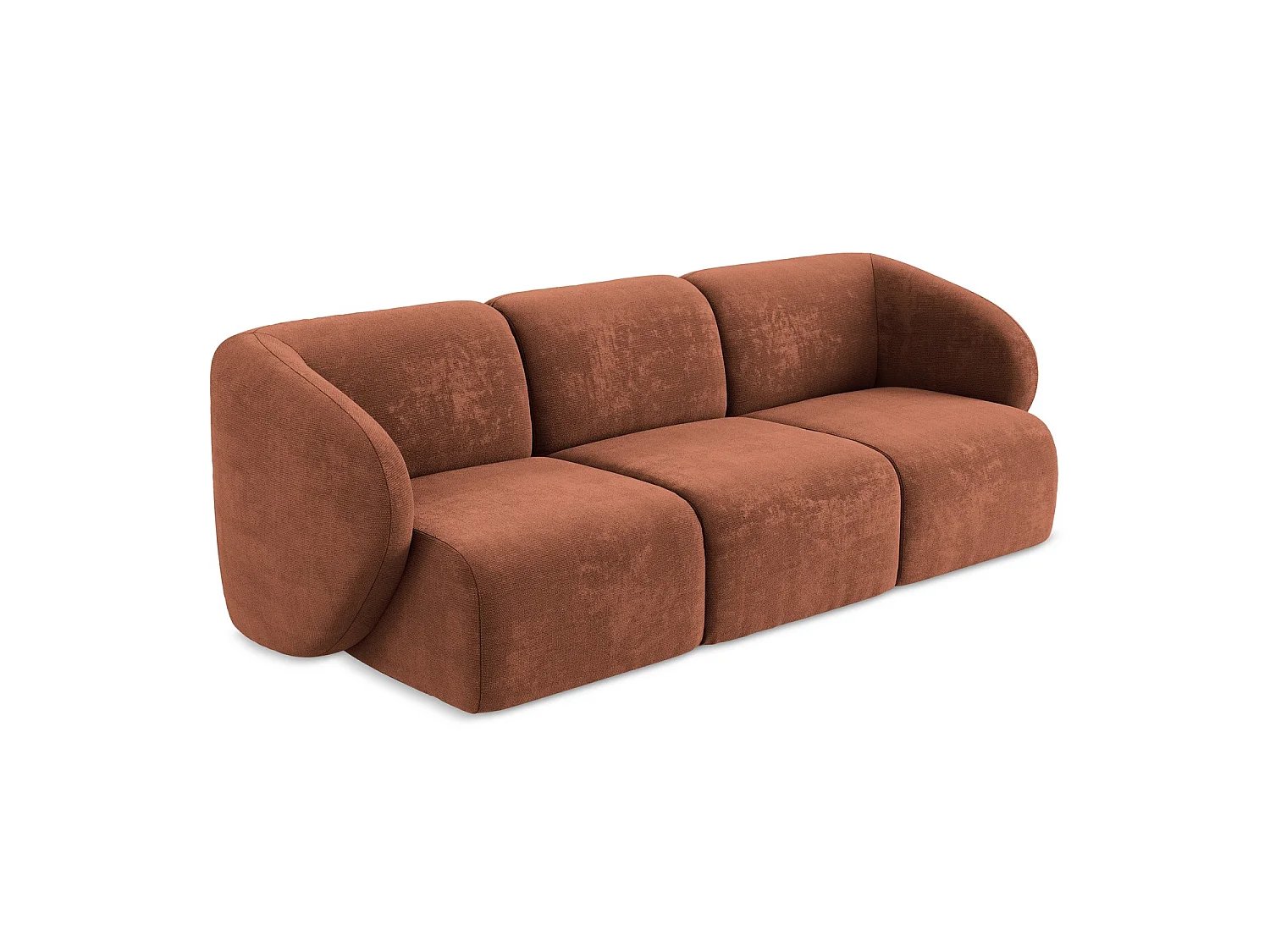 Modulares 3-Sitzer Sofa - - Chenille - Terrakotta - CERVO