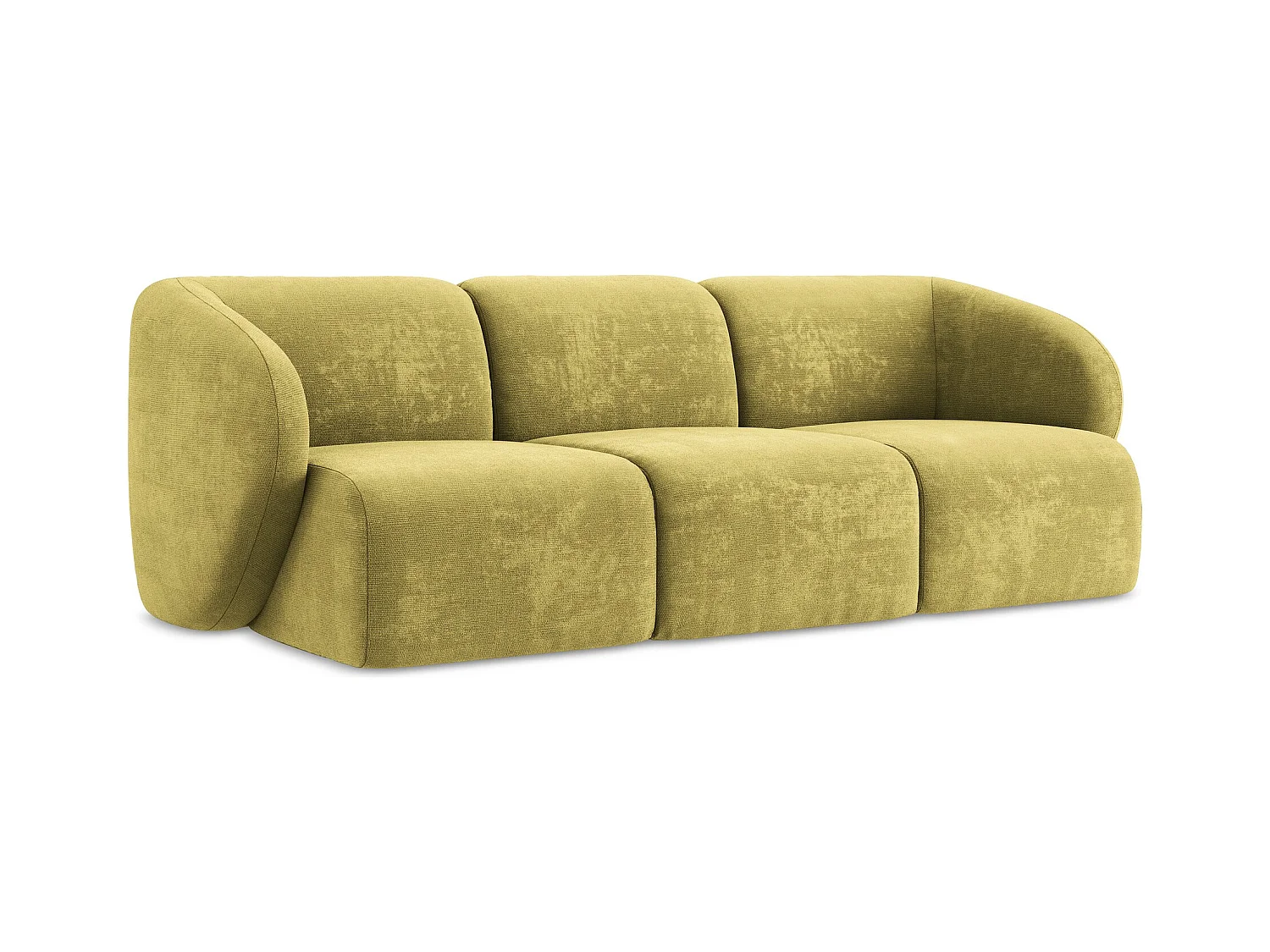 Driezits modulaire bank van limoengroen chenille stof - LANI