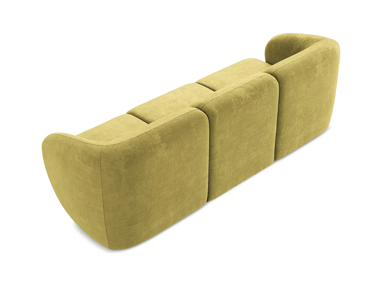 Driezits modulaire bank van limoengroen chenille stof - LANI