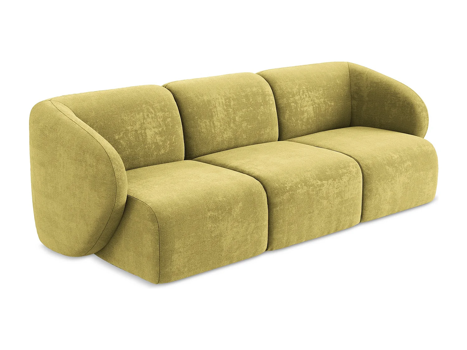 Canapé modulable 3 places en tissu chenille - vert citron - LANI