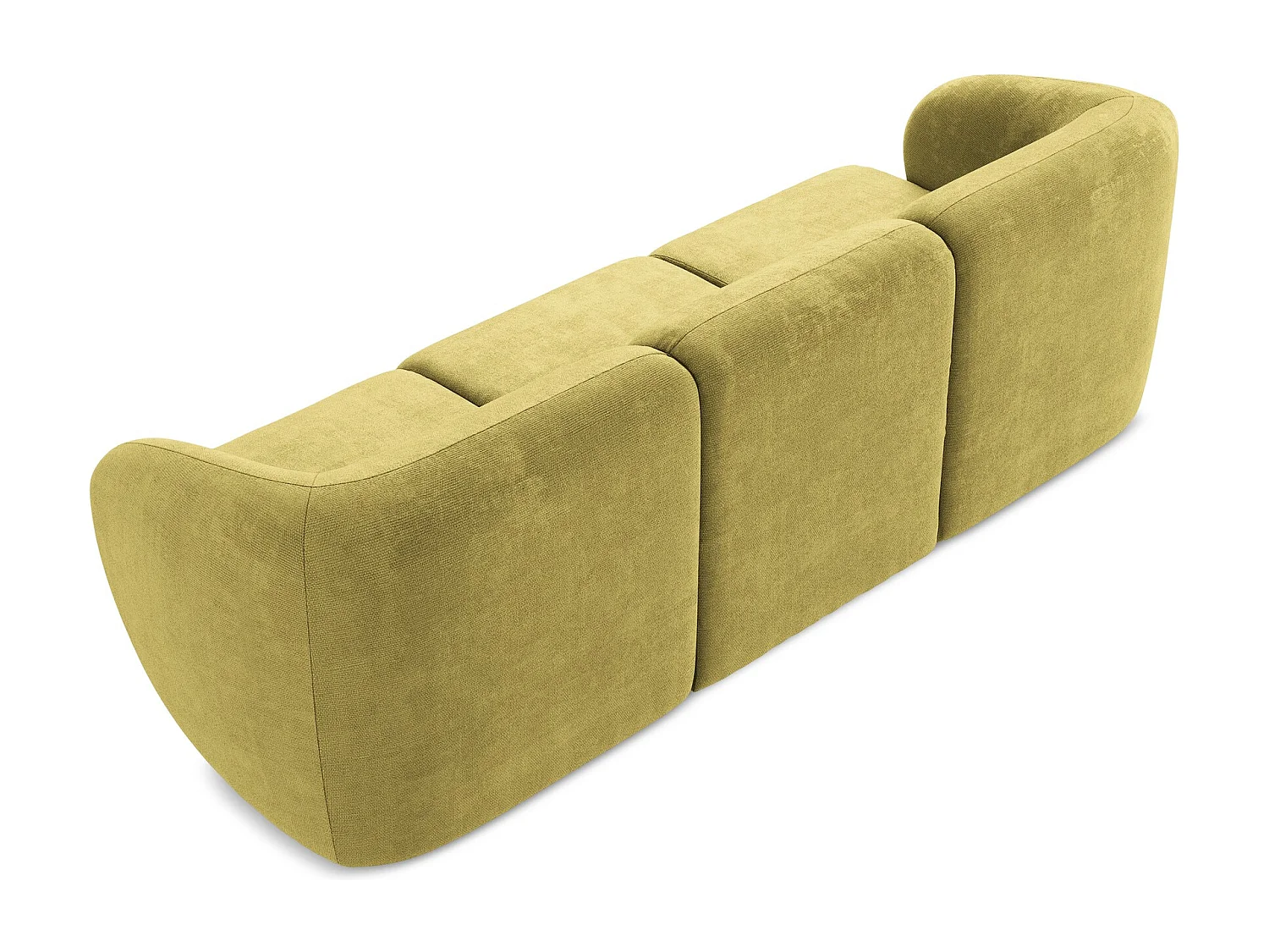 Canapé modulable 3 places en tissu chenille - vert citron - LANI