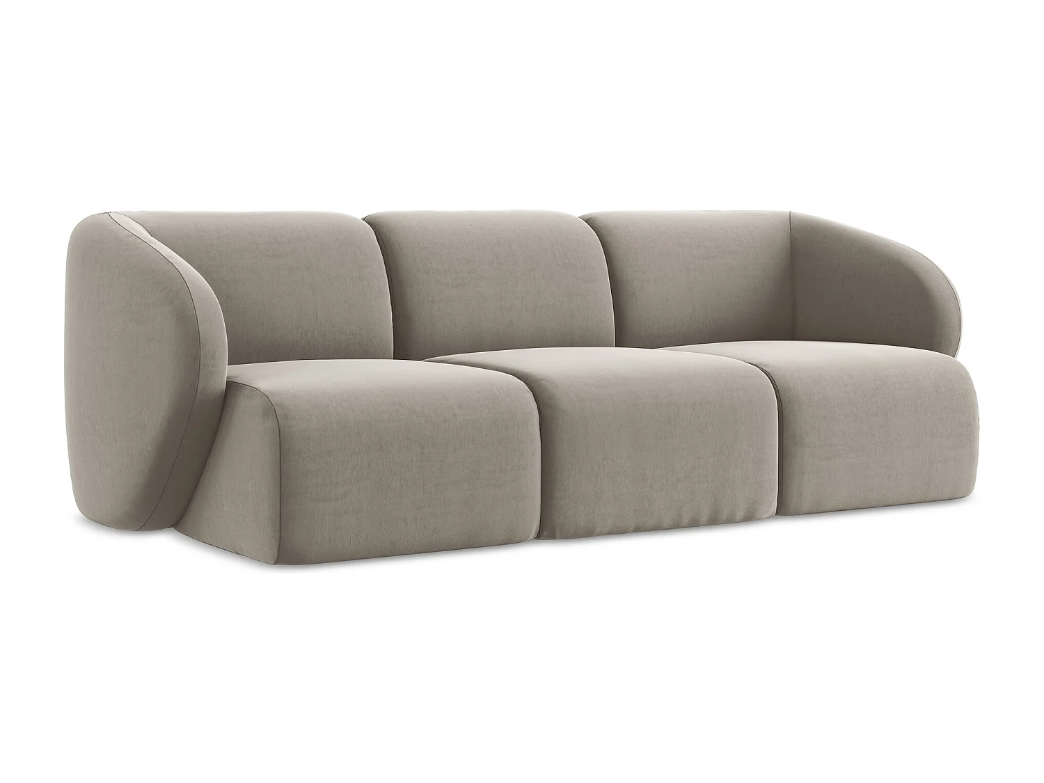 Modulares 3-Sitzer Sofa - - Samt - Taupe - LANI