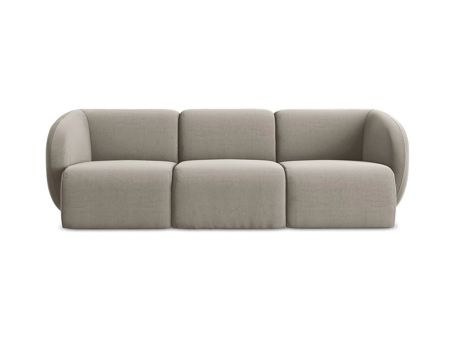 Modulares 3-Sitzer Sofa - - Samt - Taupe - LANI