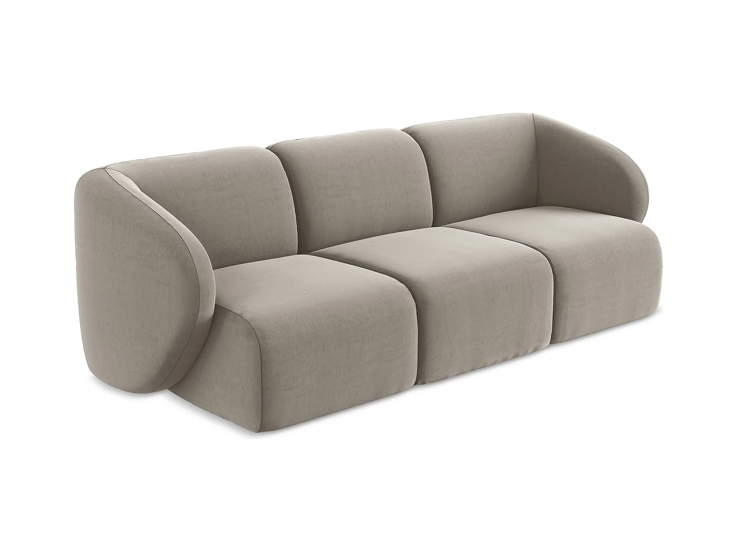 Modulares 3-Sitzer Sofa - - Samt - Taupe - LANI