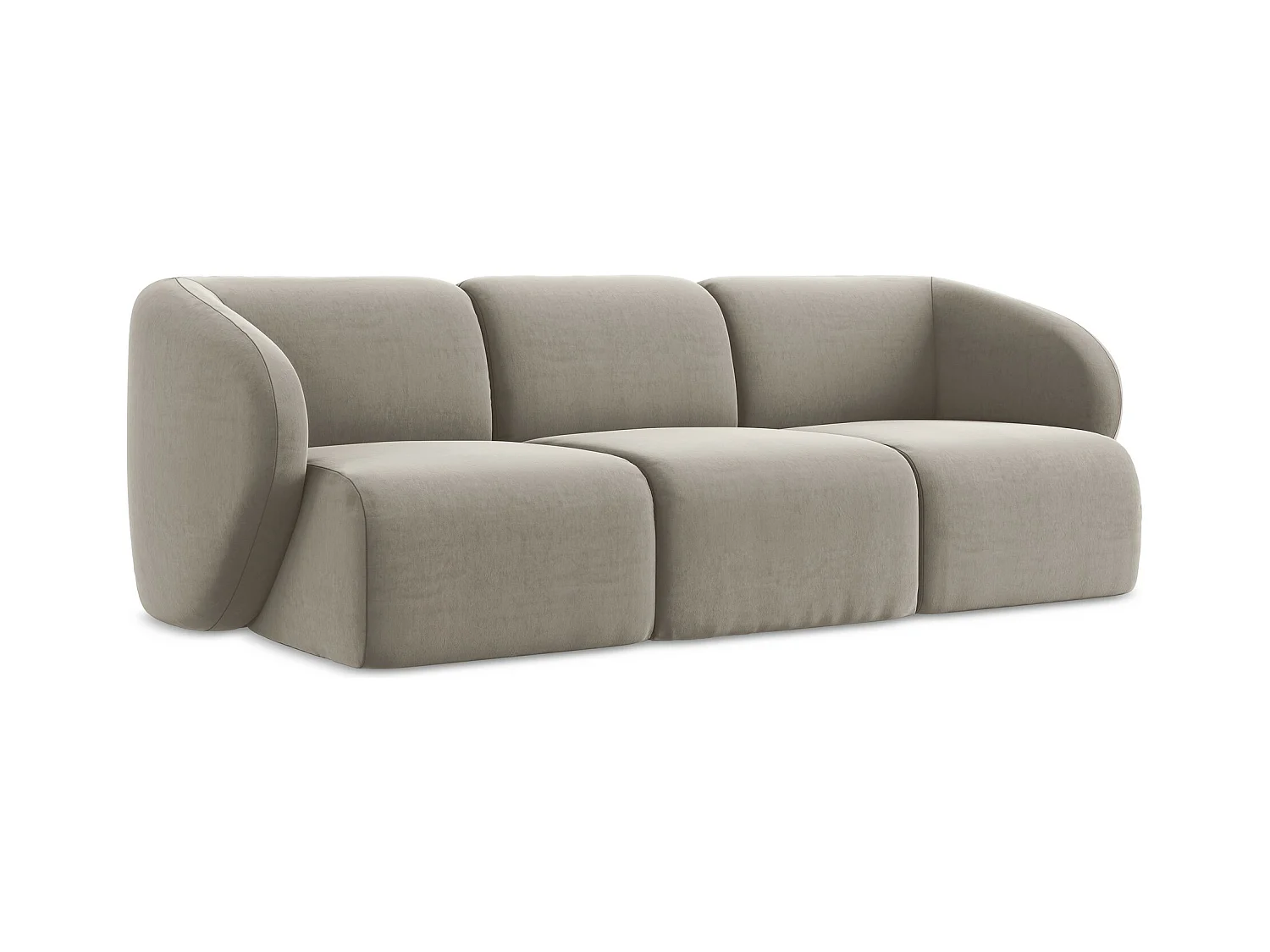 Canapé modulable 3 places en velours - taupe - LANI