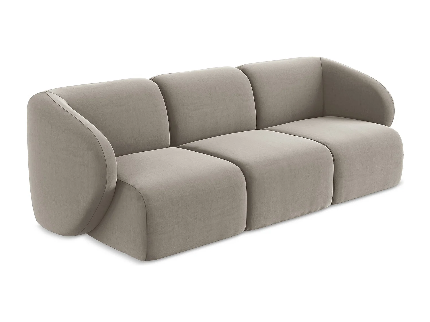 Modulares 3-Sitzer Sofa - - Samt - Taupe - LANI