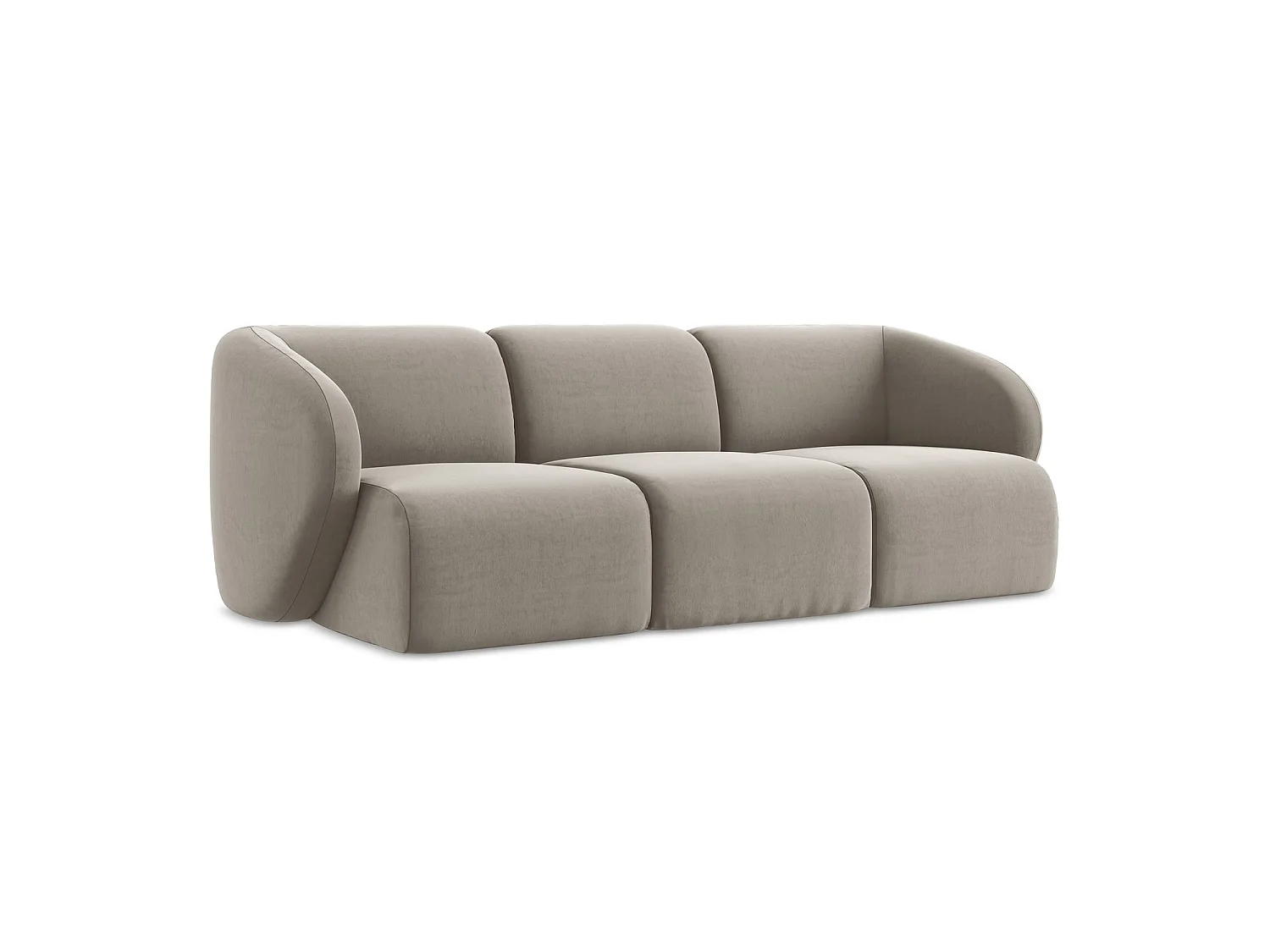 Modulares 3-Sitzer Sofa - - Samt - Taupe - CERVO