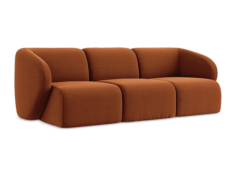 Driezits modulaire bank van terracotta velours - LANI