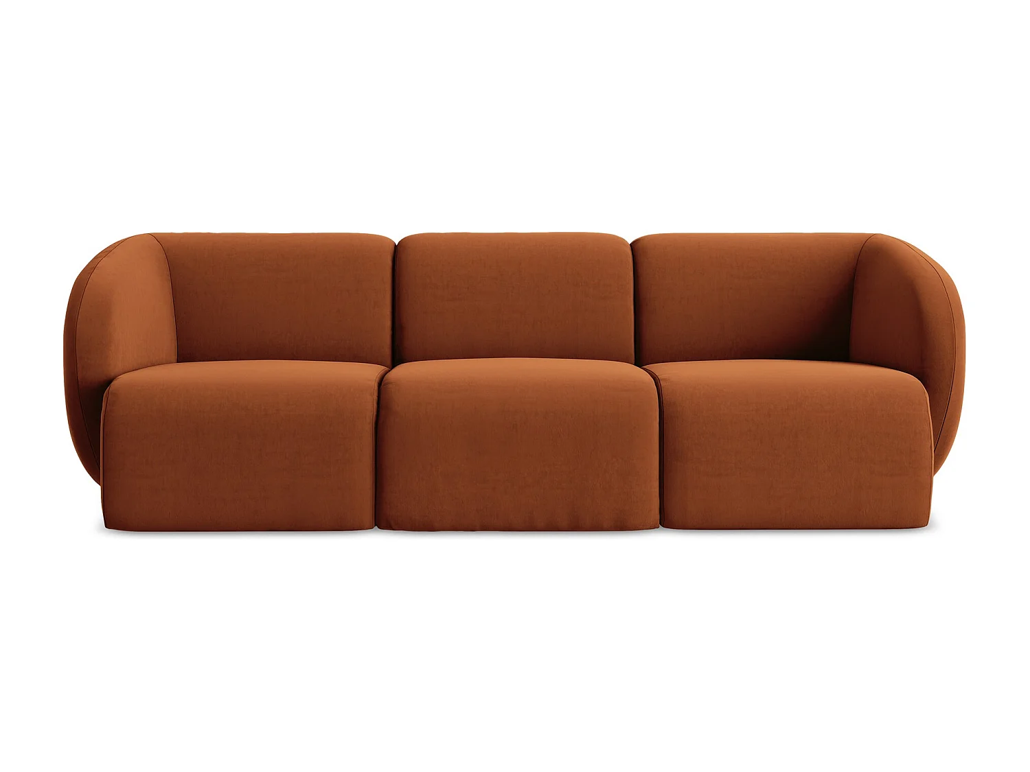 Driezits modulaire bank van terracotta velours - LANI