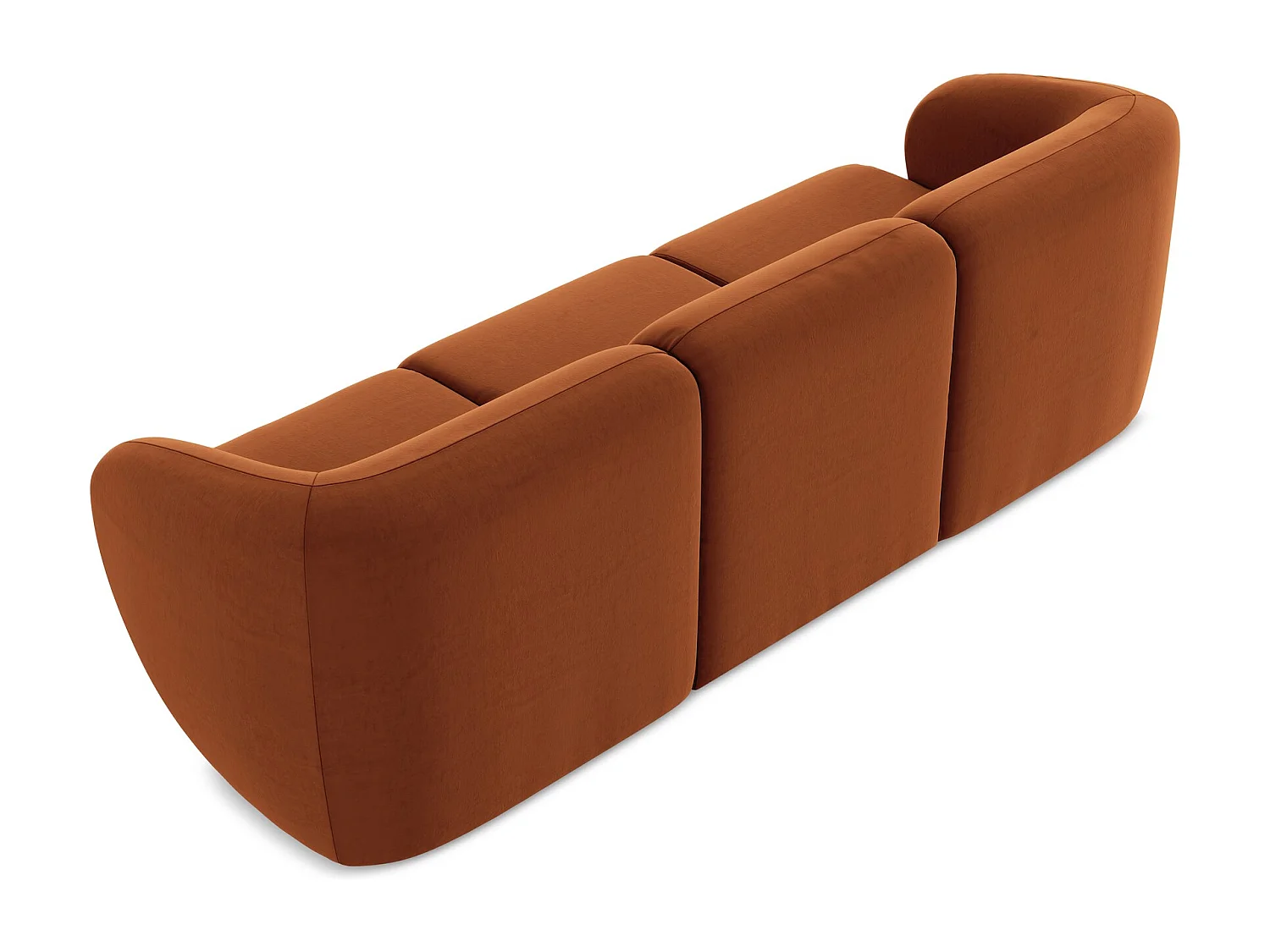 Canapé modulable 3 places en velours - terre cuite - LANI