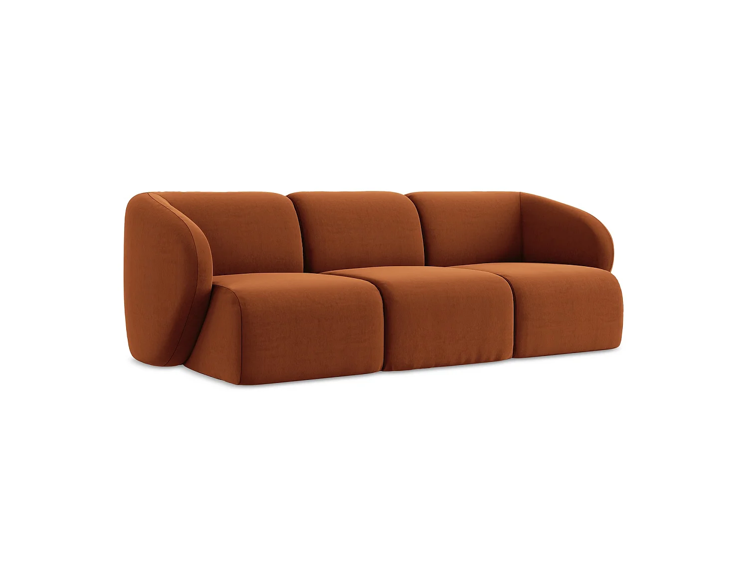 Modulares 3-Sitzer Sofa - - Samt - Terrakotta - CERVO