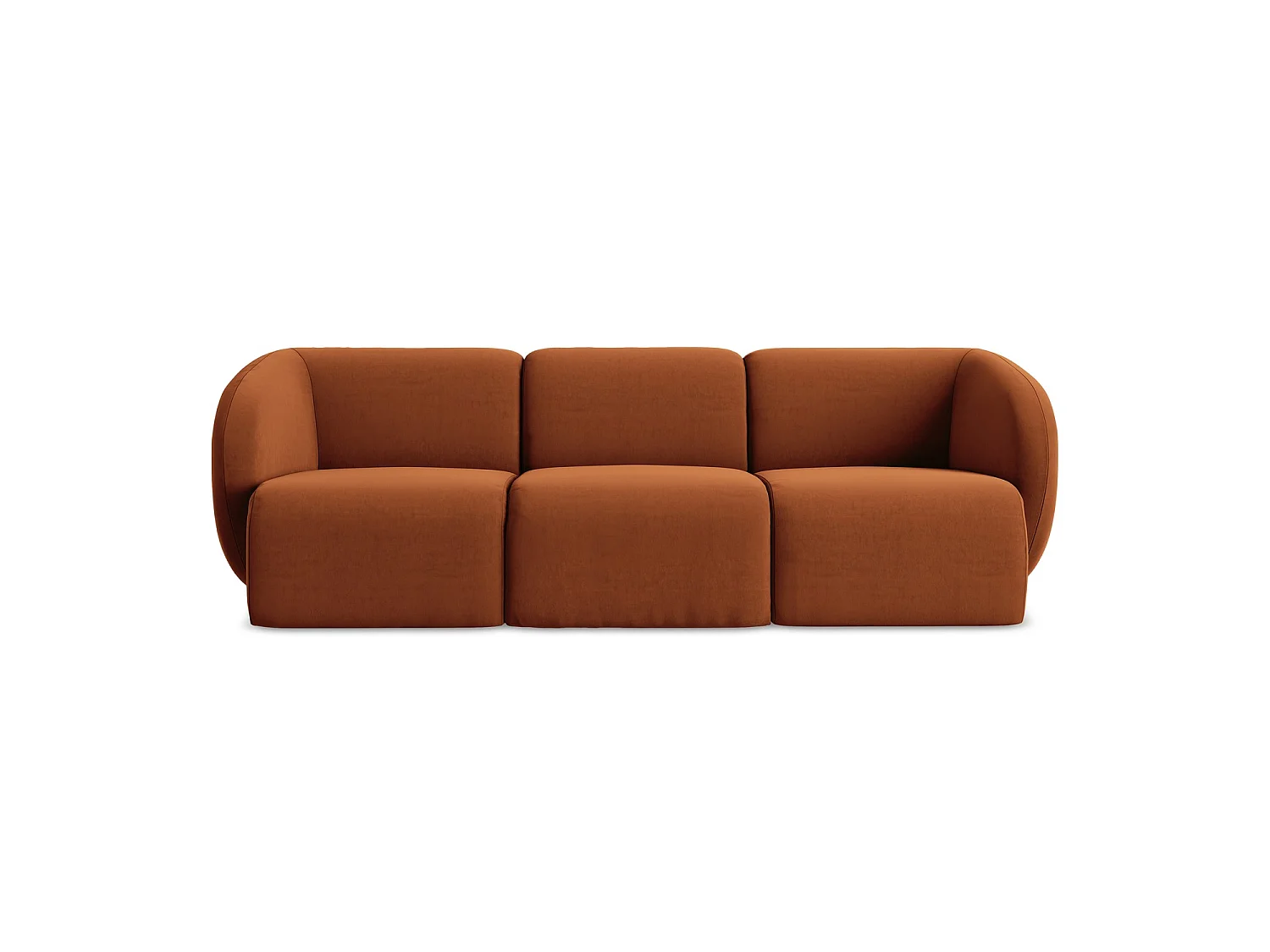 Modulares 3-Sitzer Sofa - - Samt - Terrakotta - CERVO
