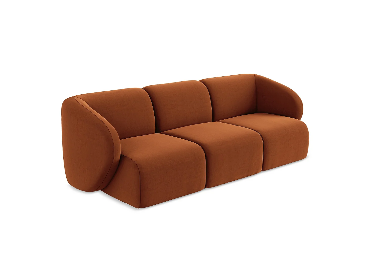 Modulares 3-Sitzer Sofa - - Samt - Terrakotta - CERVO