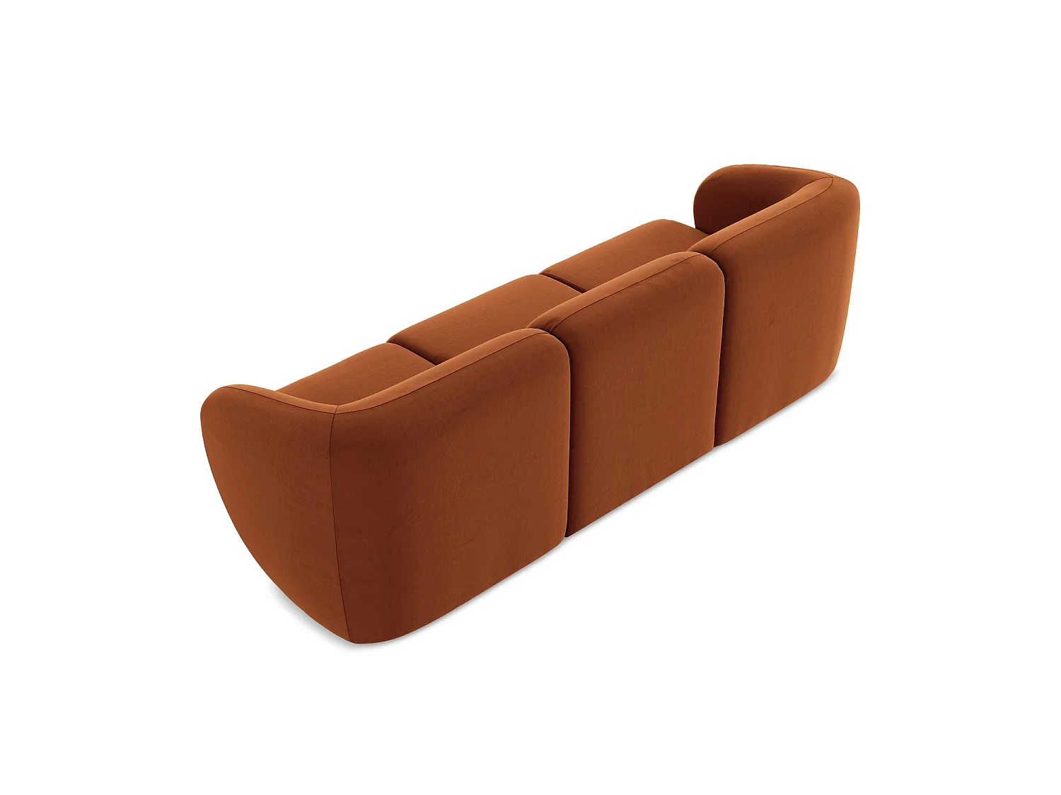 Modulares 3-Sitzer Sofa - - Samt - Terrakotta - CERVO