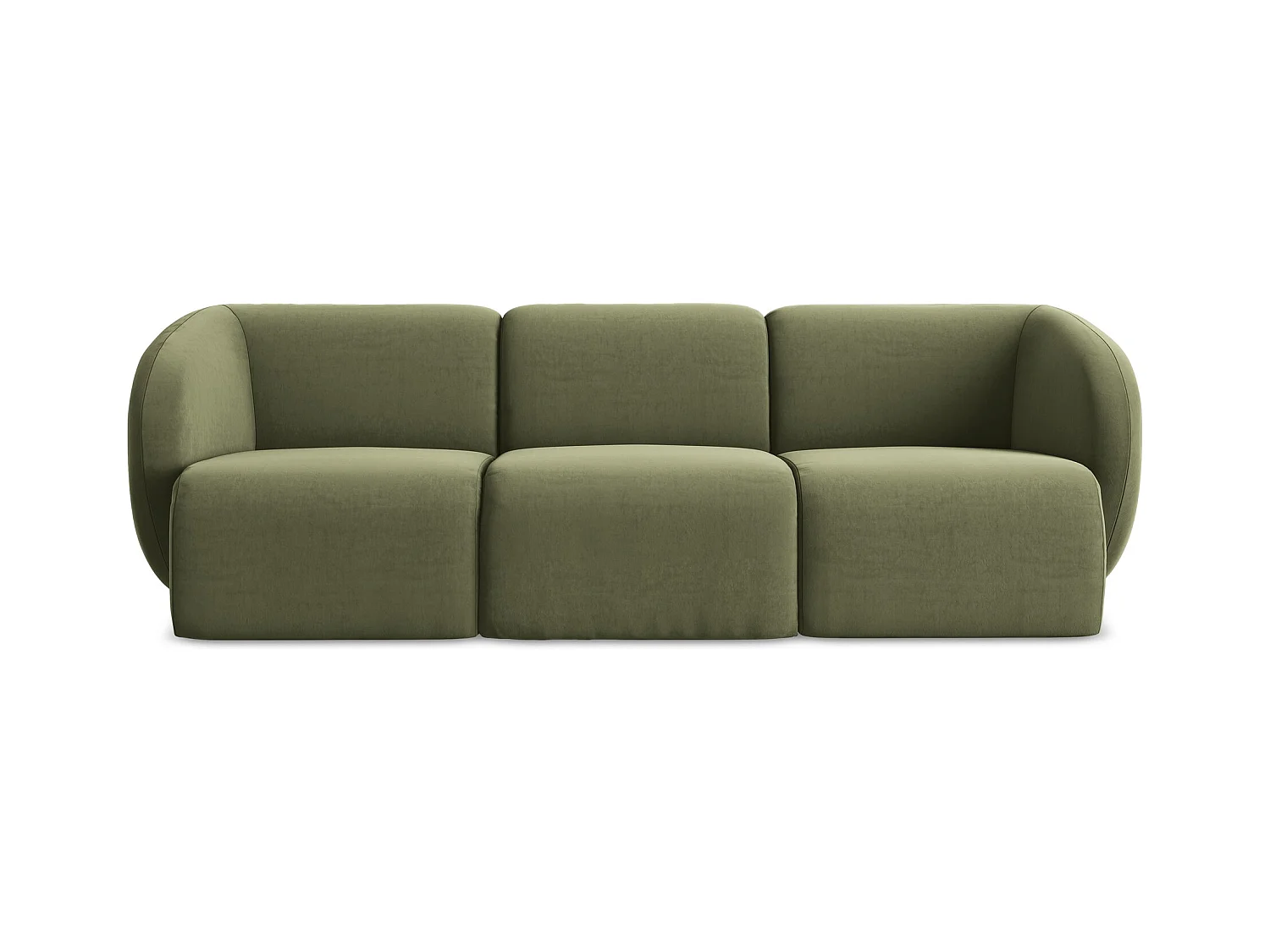 Modulares 3-Sitzer Sofa - - Samt - Olive - LANI