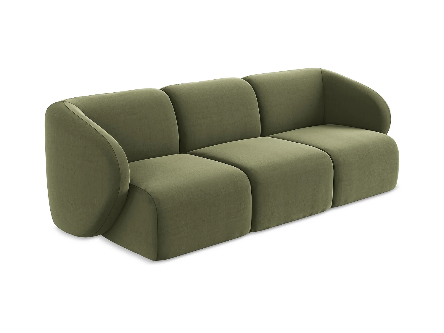 Modulares 3-Sitzer Sofa - - Samt - Olive - LANI