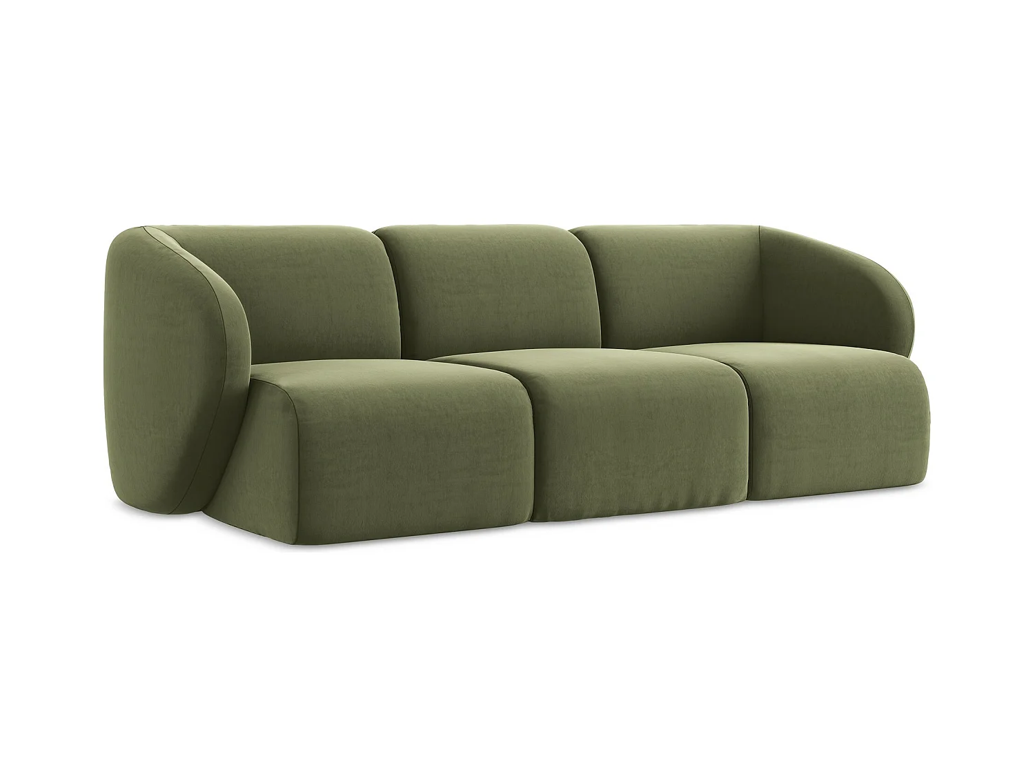 Modulares 3-Sitzer Sofa - - Samt - Olive - LANI