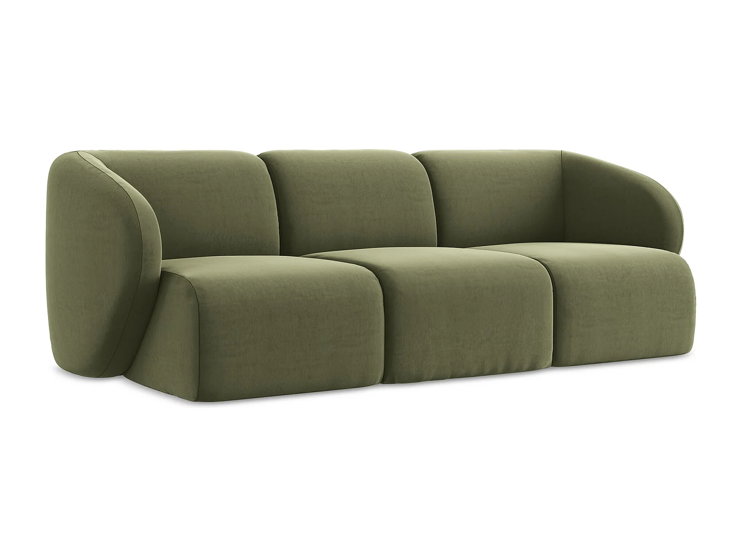 Modulares 3-Sitzer Sofa - - Samt - Olive - LANI