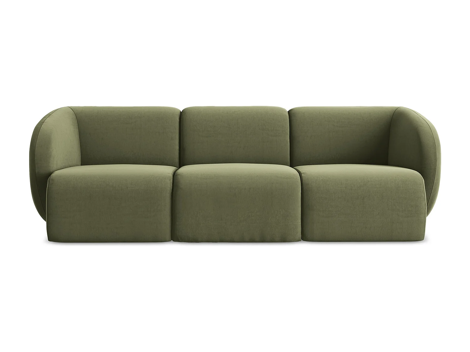 Modulares 3-Sitzer Sofa - - Samt - Olive - LANI