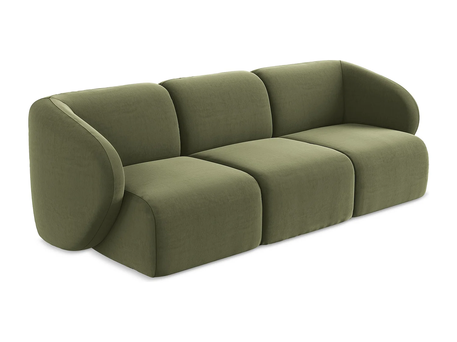 Modulares 3-Sitzer Sofa - - Samt - Olive - LANI
