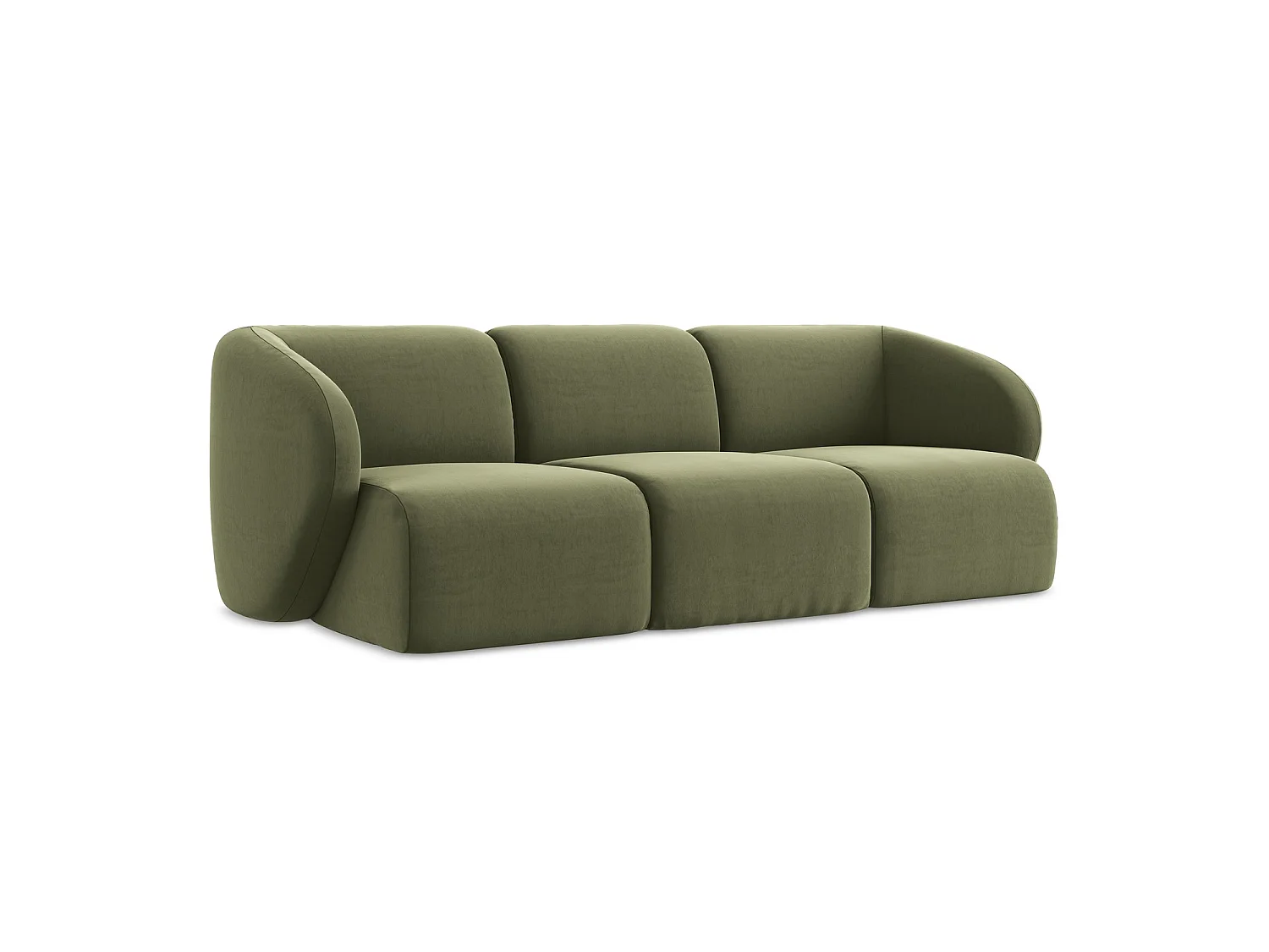 Modulares 3-Sitzer Sofa - - Samt - Olive - CERVO