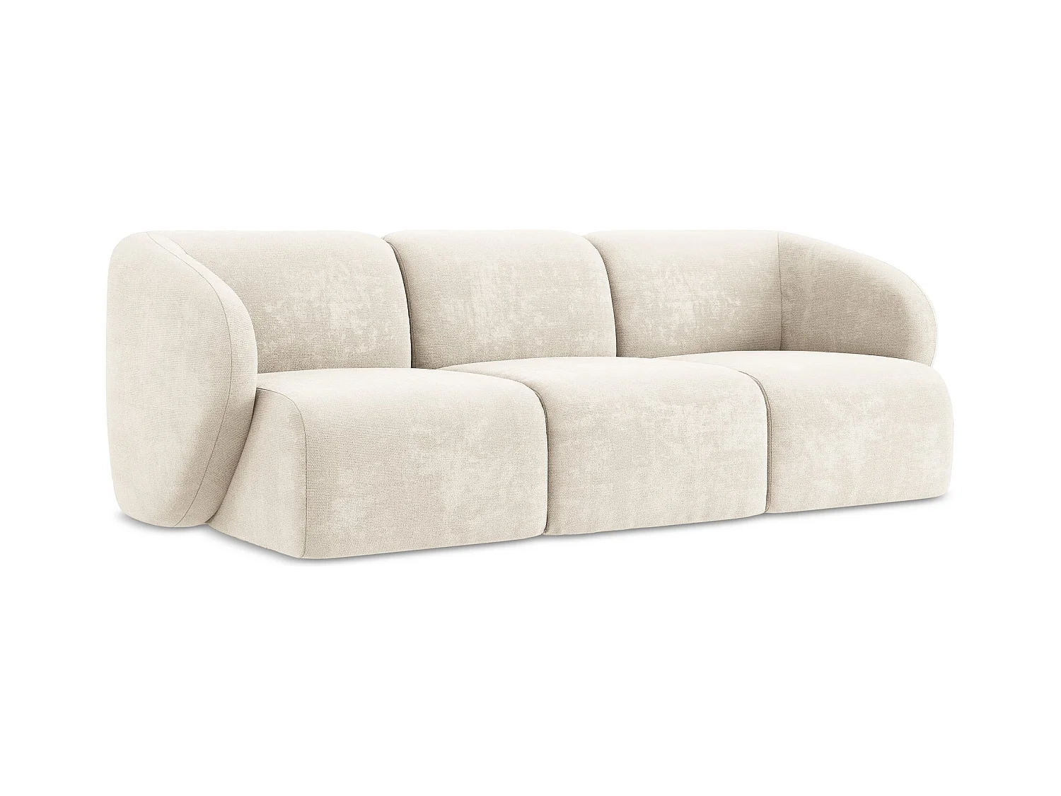 Sofá modular 3 plazas de tela chenilla beige claro - LANI
