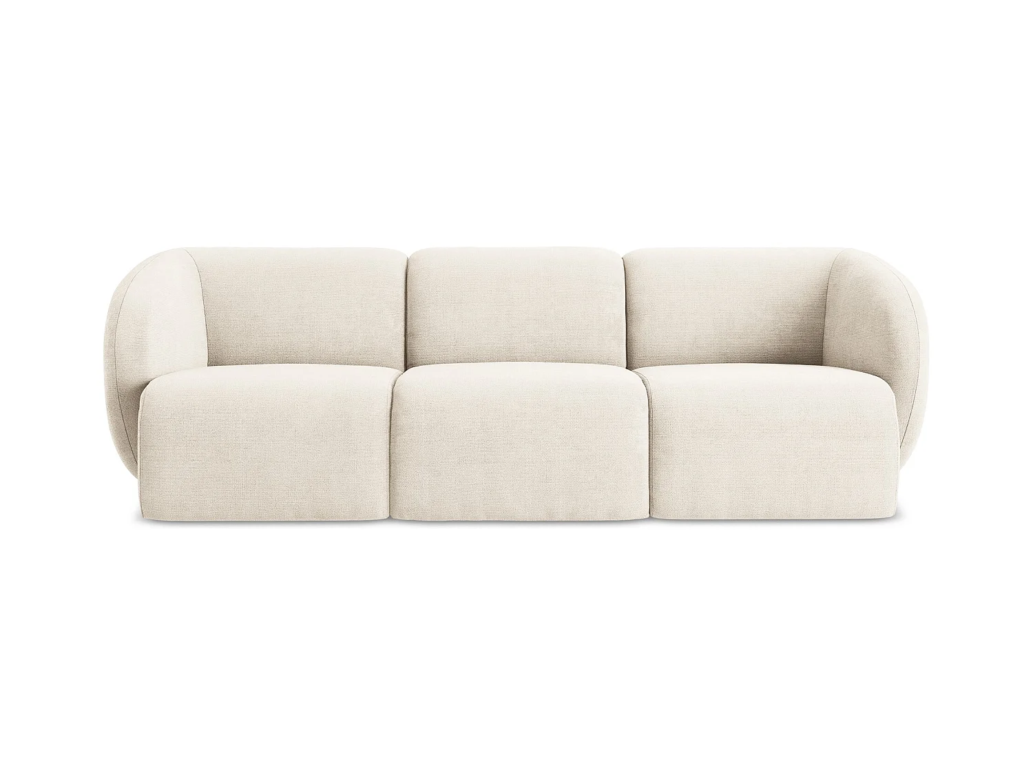 Sofá modular 3 plazas de tela chenilla beige claro - LANI