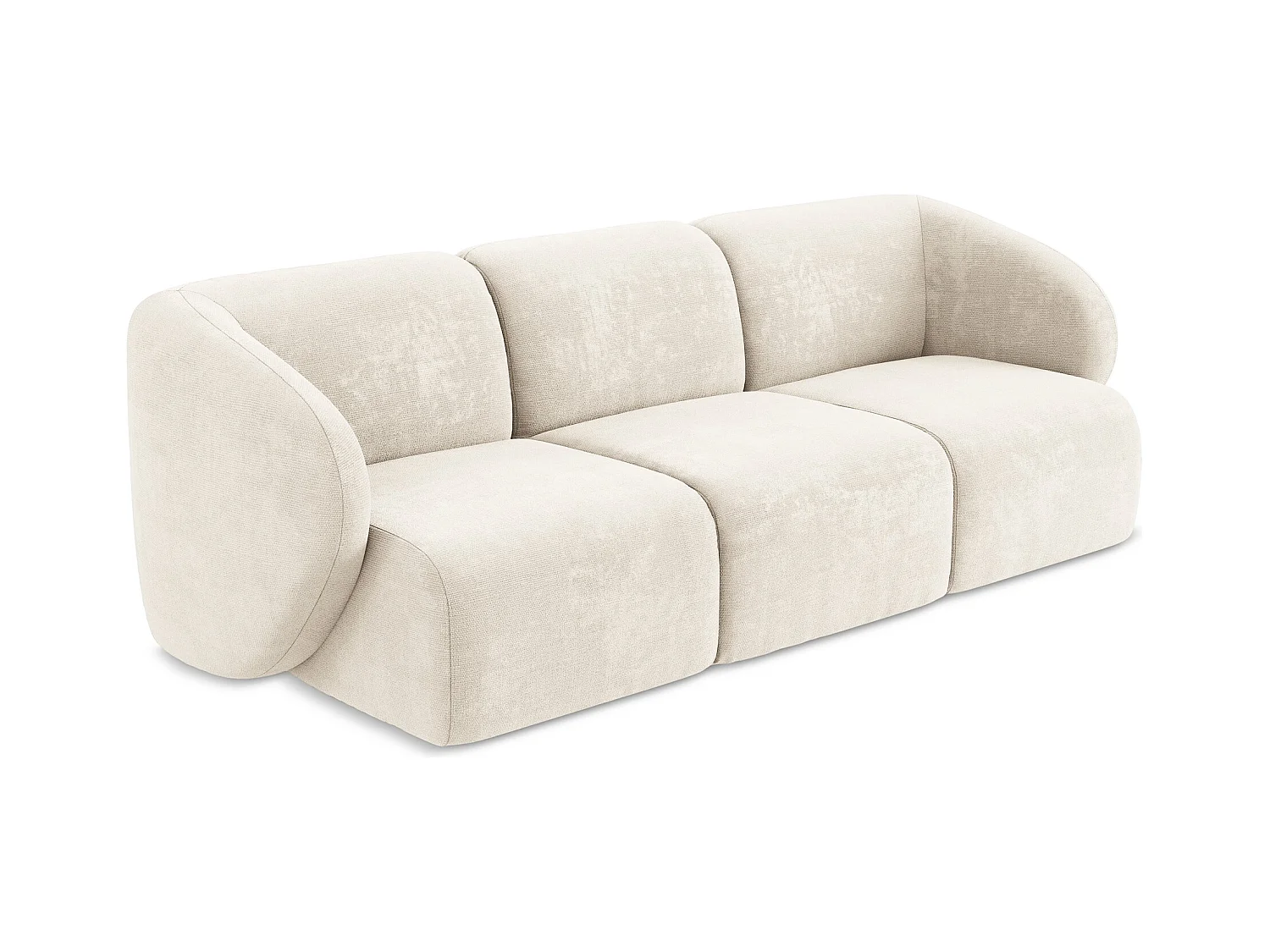 Sofá modular 3 plazas de tela chenilla beige claro - LANI