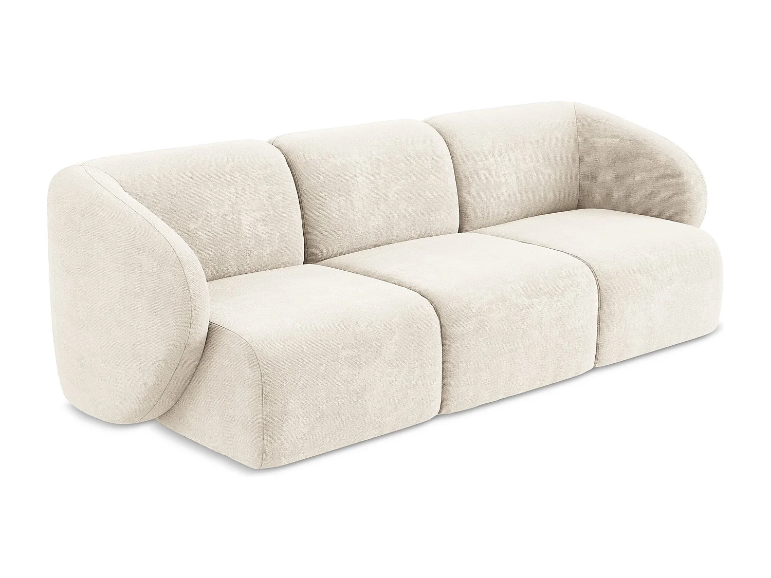 Canapé modulable 3 places en tissu chenille - beige clair - LANI