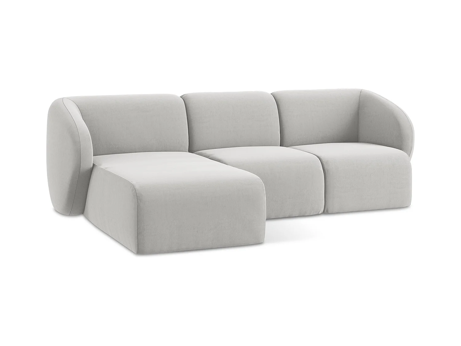 Modulaire hoekbank links van zilver velours - LANI