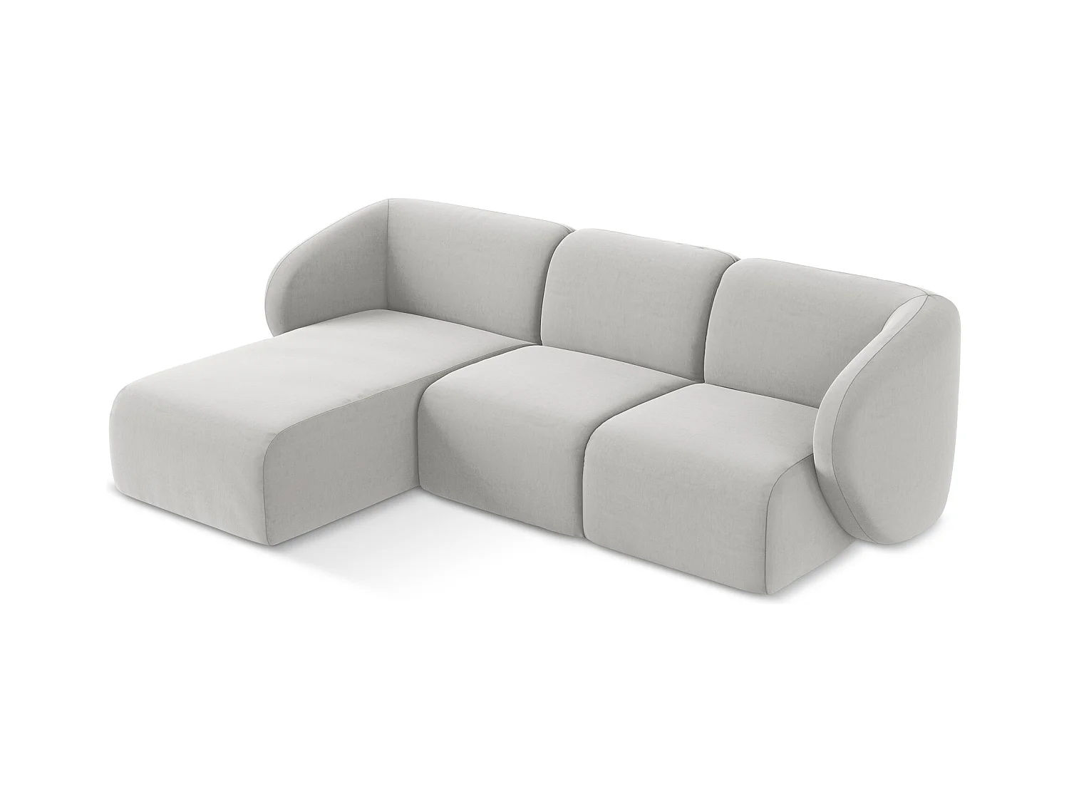 Modulaire hoekbank links van zilver velours - LANI