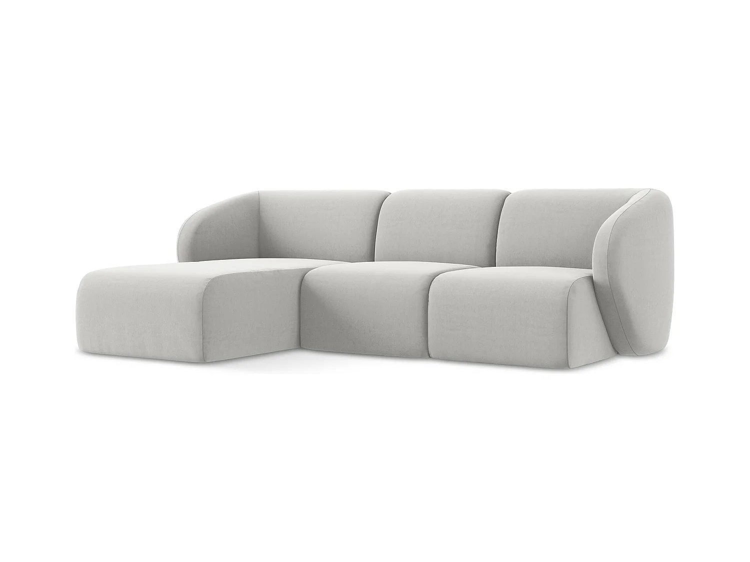 3-Sitzer Modulares Ecksofa - Ecke Links - Samt - Silber - LANI