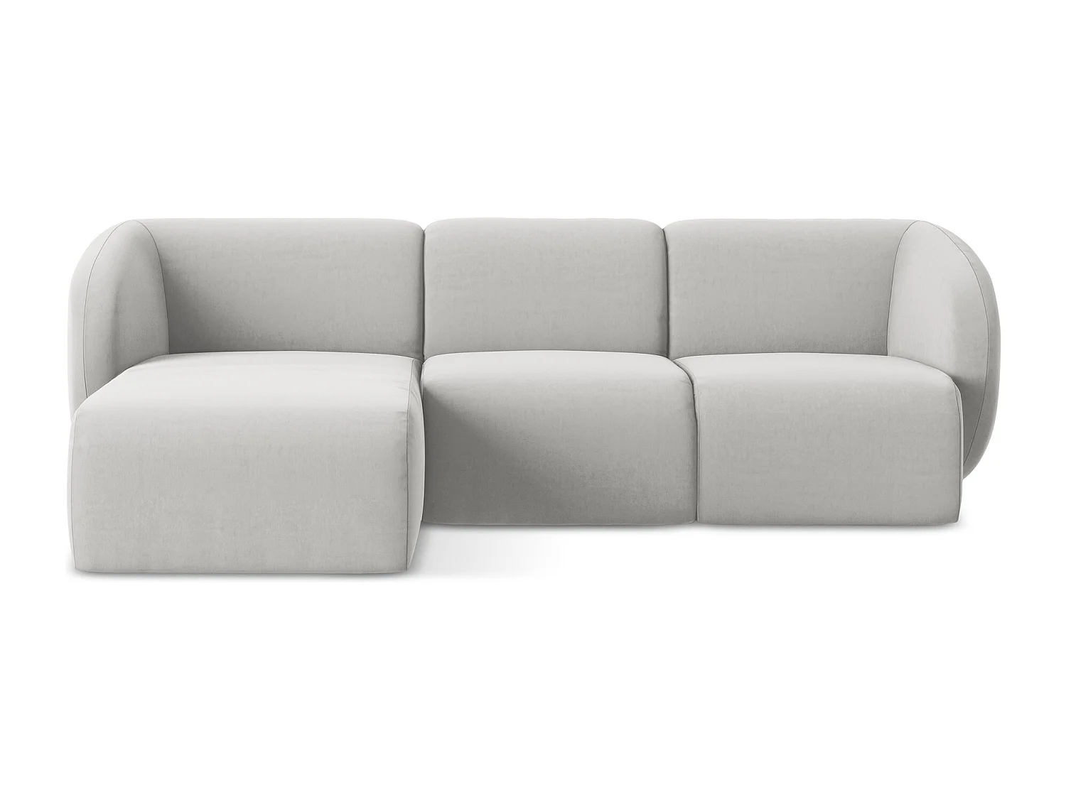 Canapé d'angle 3 places modulaire gauche en velours - argent - LANI