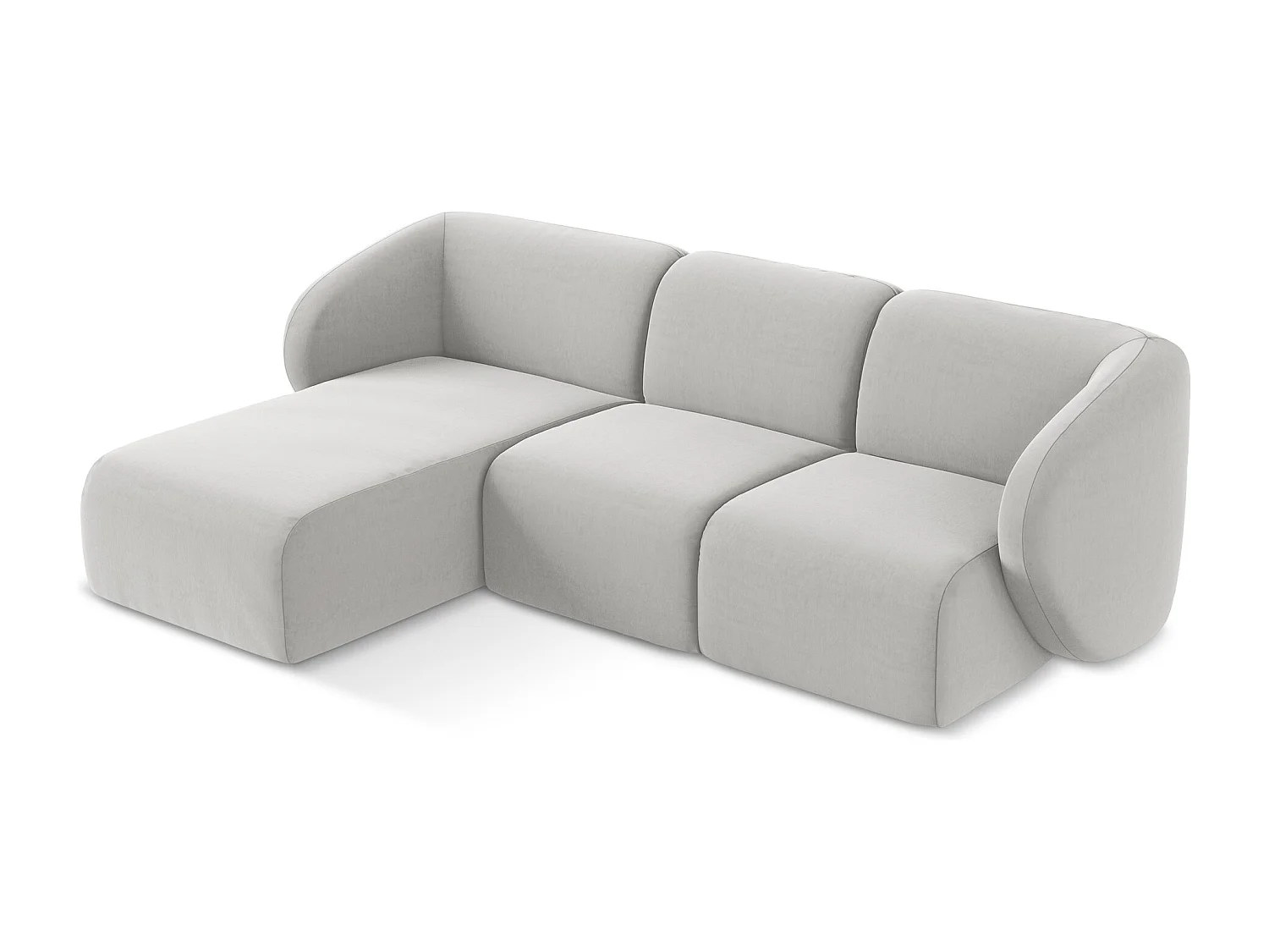 Canapé d'angle 3 places modulaire gauche en velours - argent - LANI