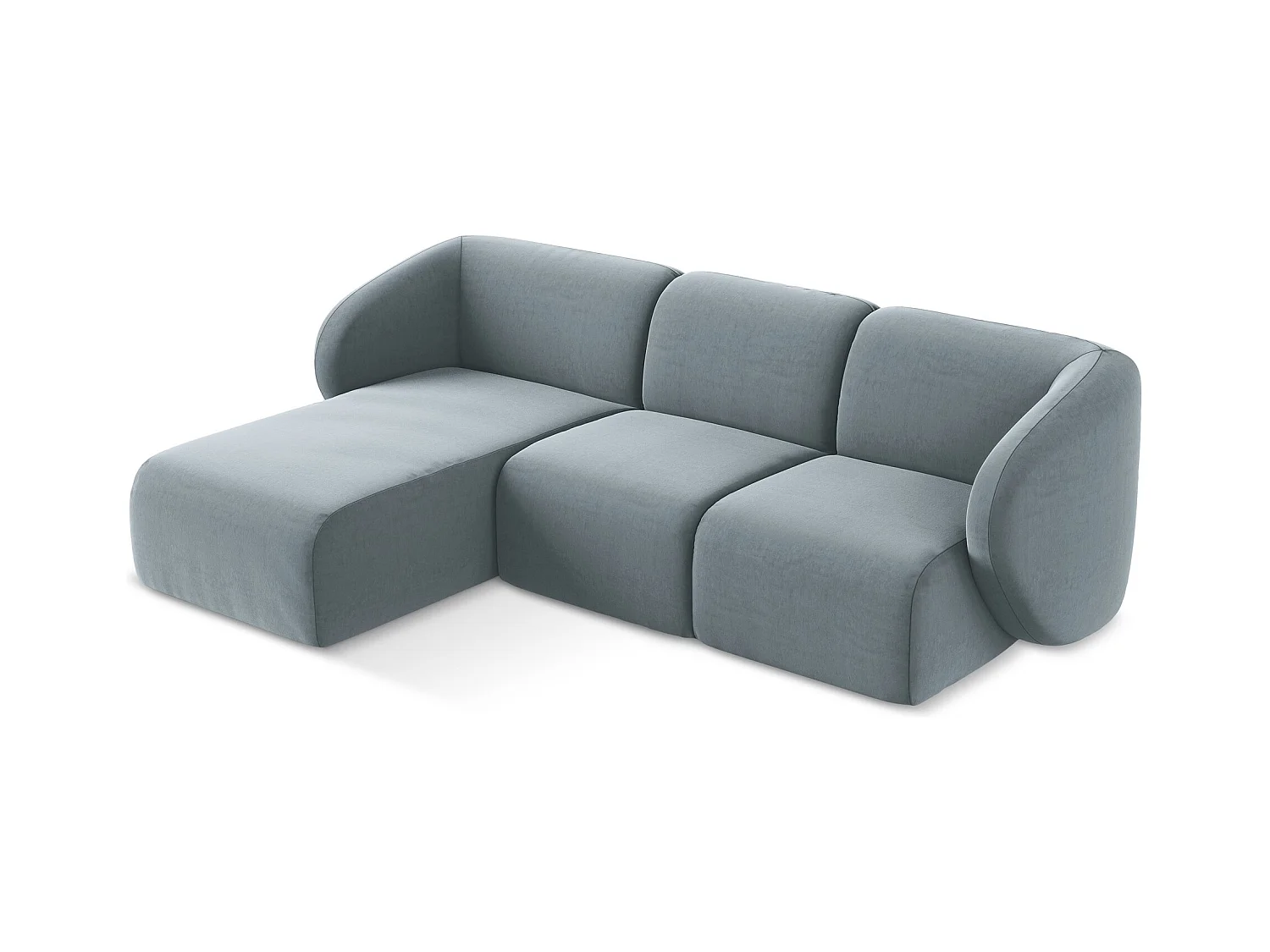 Modulaire hoekbank links van lichtblauw velours - LANI