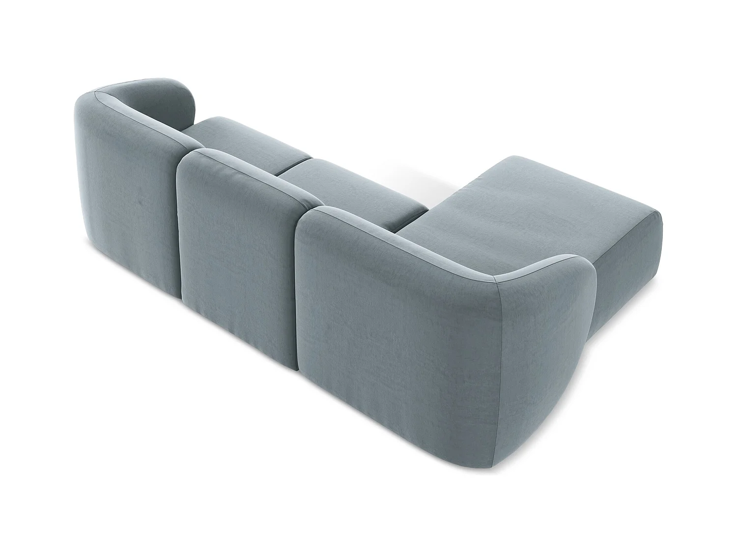 Modulaire hoekbank links van lichtblauw velours - LANI