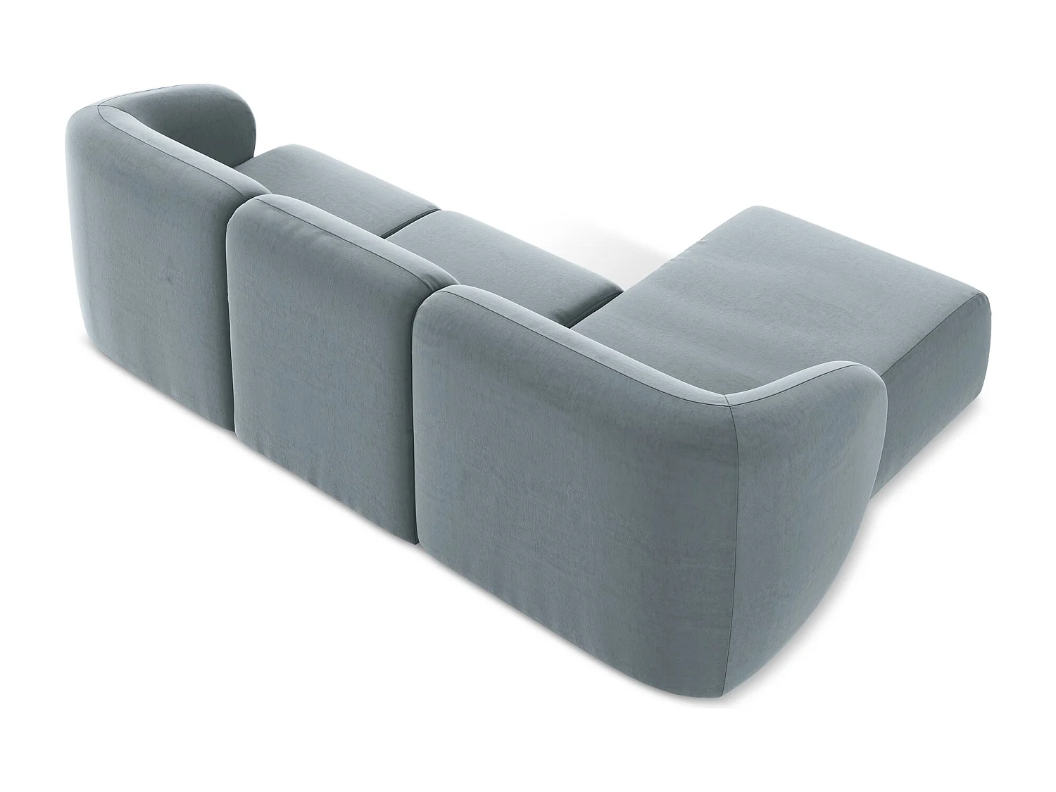 Canapé d'angle 3 places modulaire gauche en velours - bleu clair - LANI