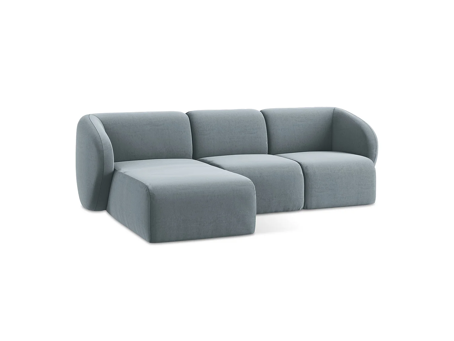 Modulaire hoekbank links van lichtblauw velours - CERVO