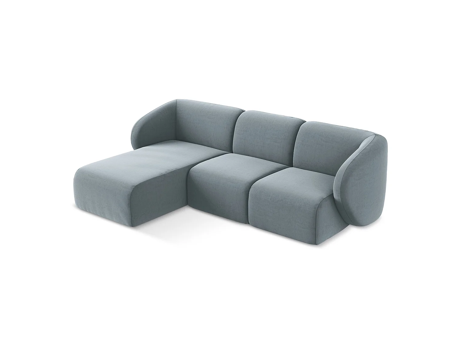 Modulaire hoekbank links van lichtblauw velours - CERVO