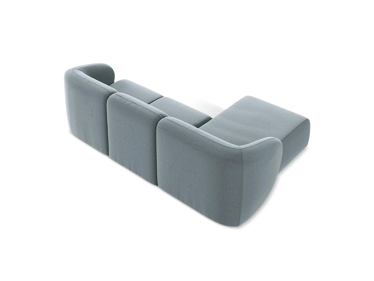 Modulaire hoekbank links van lichtblauw velours - CERVO